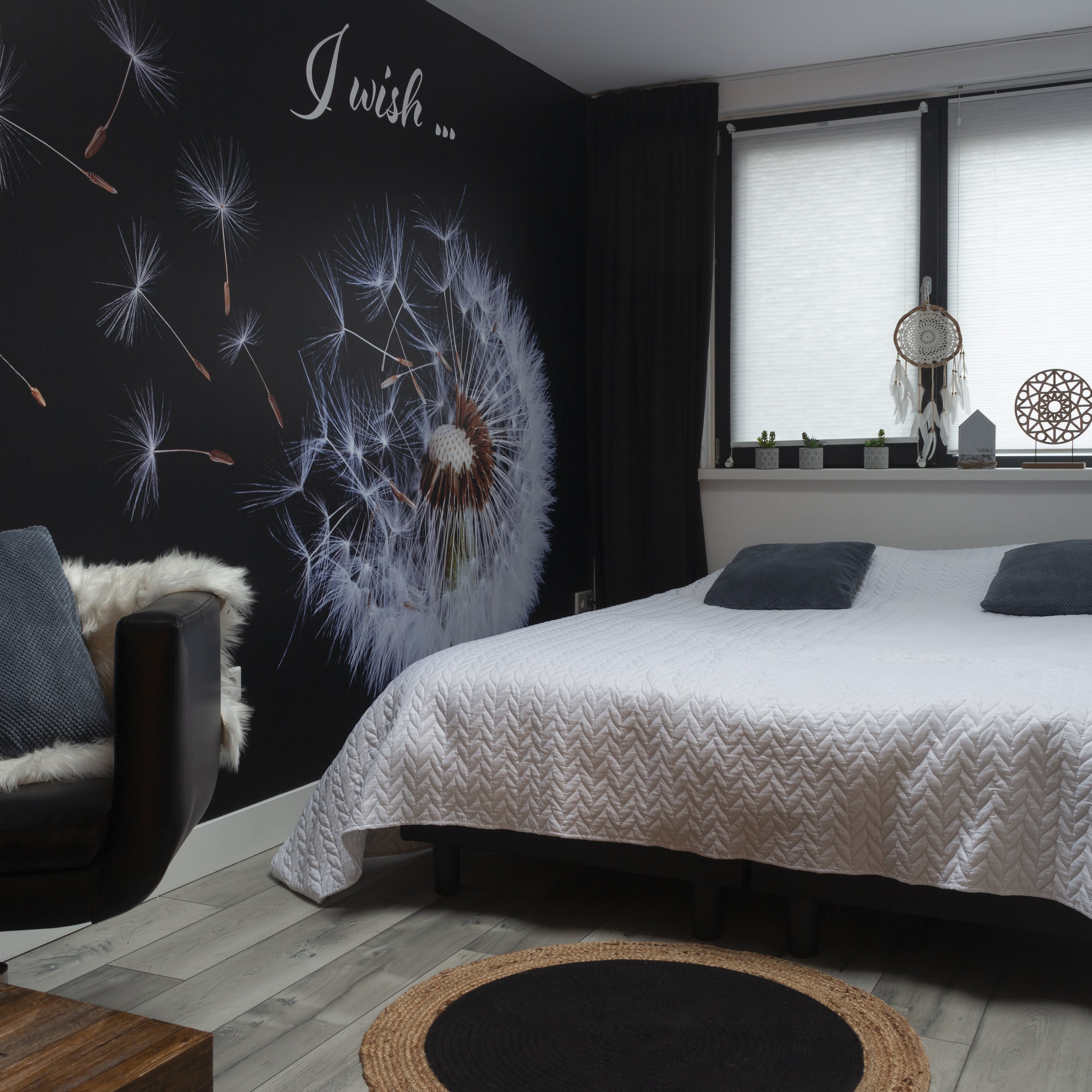 Binnekant Wensappartement bed